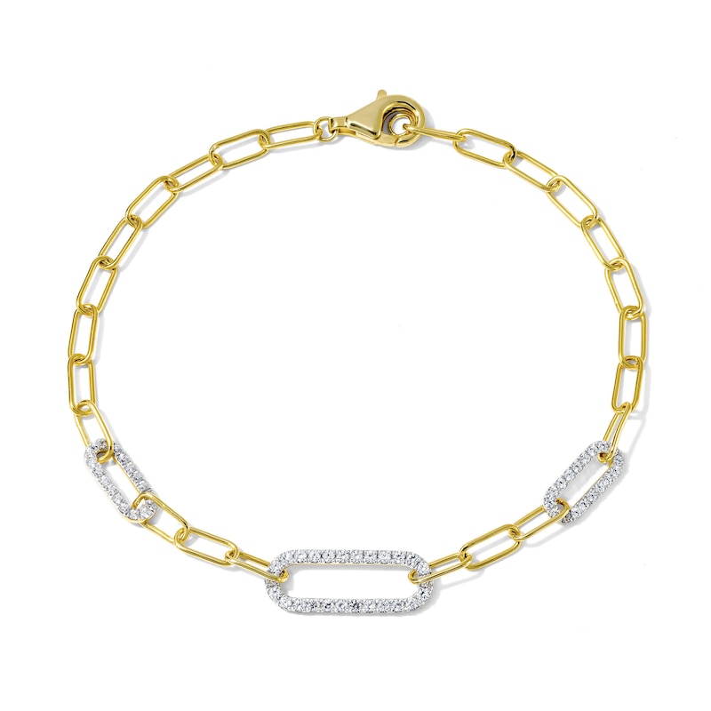 0.50 CT. T.W. Lab-Grown Diamond Paperclip Chain Bracelet in 10K Gold (F/SI2) - 7.5"