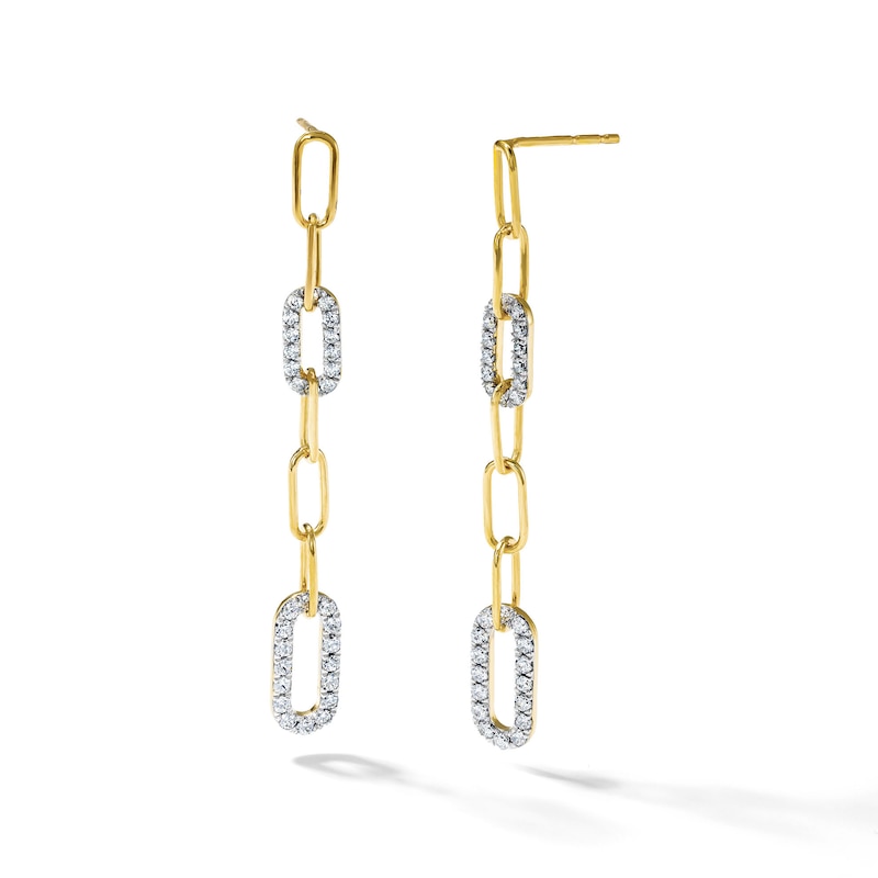 0.50 CT. T.W. Lab-Grown Diamond Paperclip Chain Drop Earrings in 10K Gold (F/SI2)