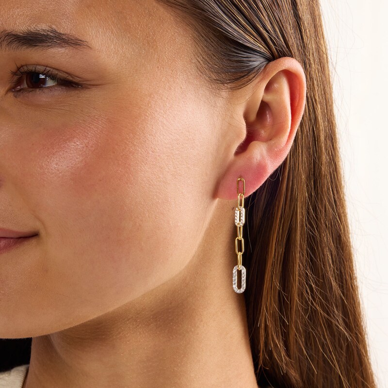 0.50 CT. T.W. Lab-Grown Diamond Paperclip Chain Drop Earrings in 10K Gold (F/SI2)
