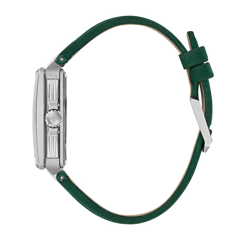Men's Bulova Series X2 Automatic Stainless Steel Watch with Green Dial and Green Suede Strap (98A343)