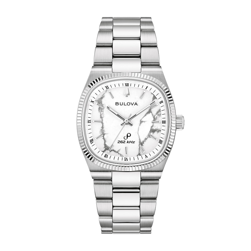 Men's Bulova Super Seville Precisionist Stainless Steel Watch with Howlite Dial (96A344)