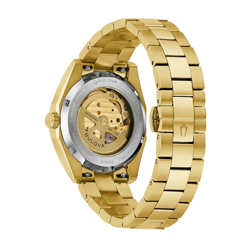 Men's Bulova Surveyor Automatic Gold-Tone Stainless Steel Watch with Blue Dial (97A203)