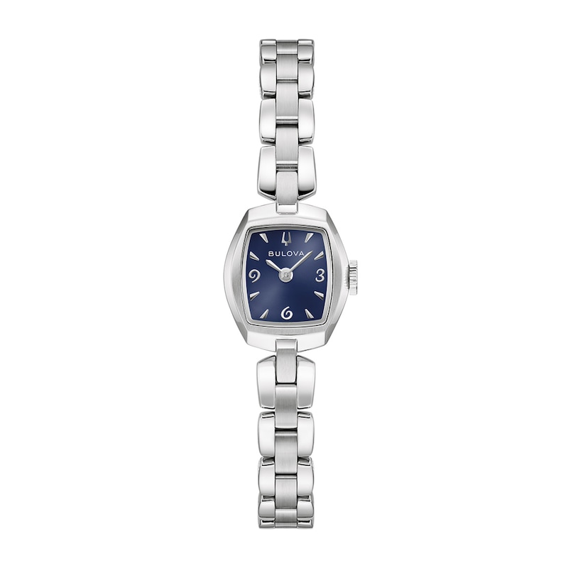 Ladies' Bulova Goddess Of Time Jackie Stainless Steel Watch with Blue Dial (96L361)