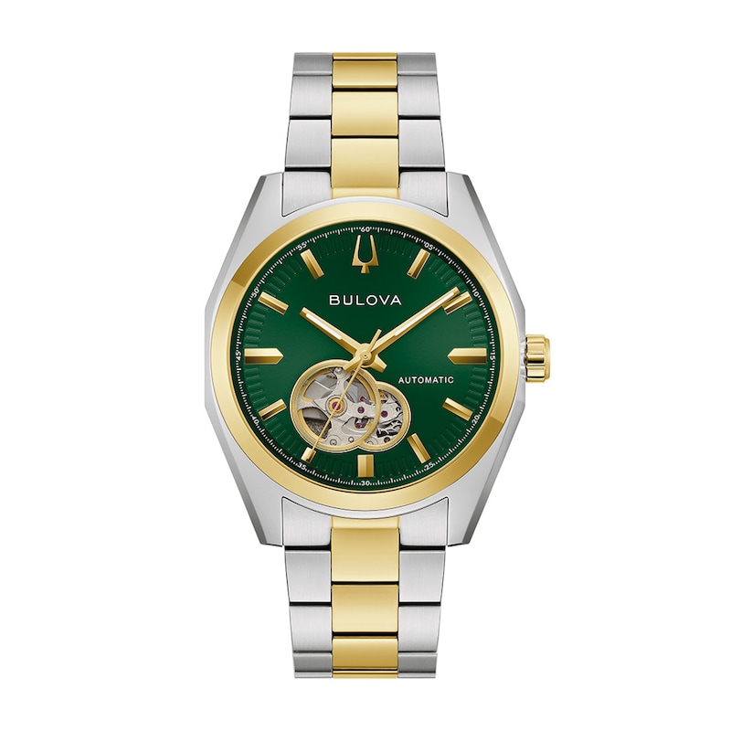 Men's Bulova Surveyor Automatic Two-Tone Stainless Steel Watch with Green Dial (98A338)