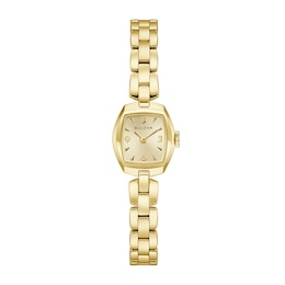 Ladies' Bulova Goddess Of Time Jackie Gold-Tone Stainless Steel Watch with Champagne Dial (97L201)