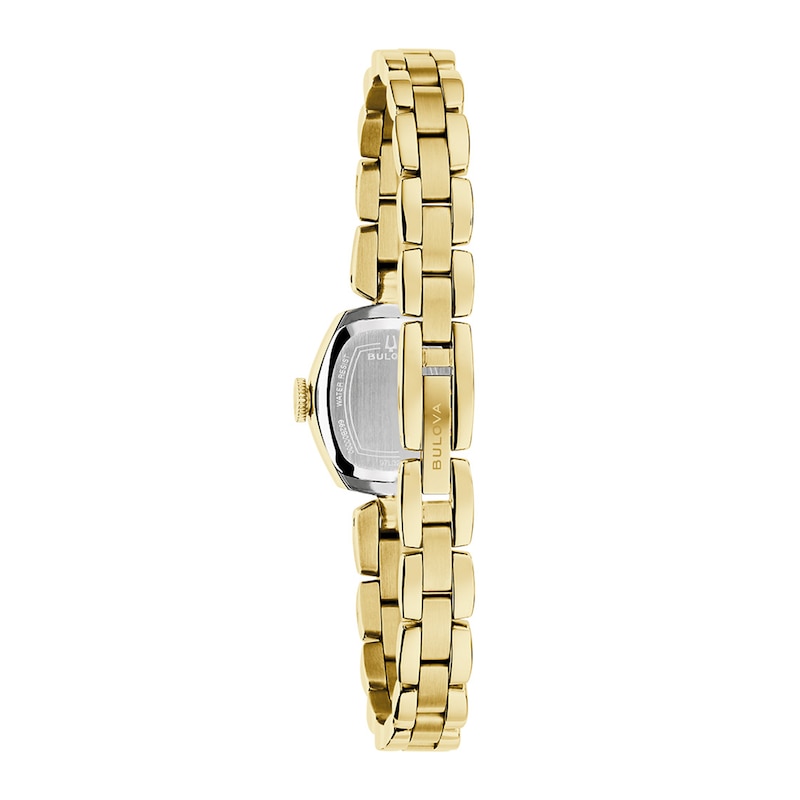 Ladies' Bulova Goddess Of Time Jackie Gold-Tone Stainless Steel Watch with Champagne Dial (97L201)