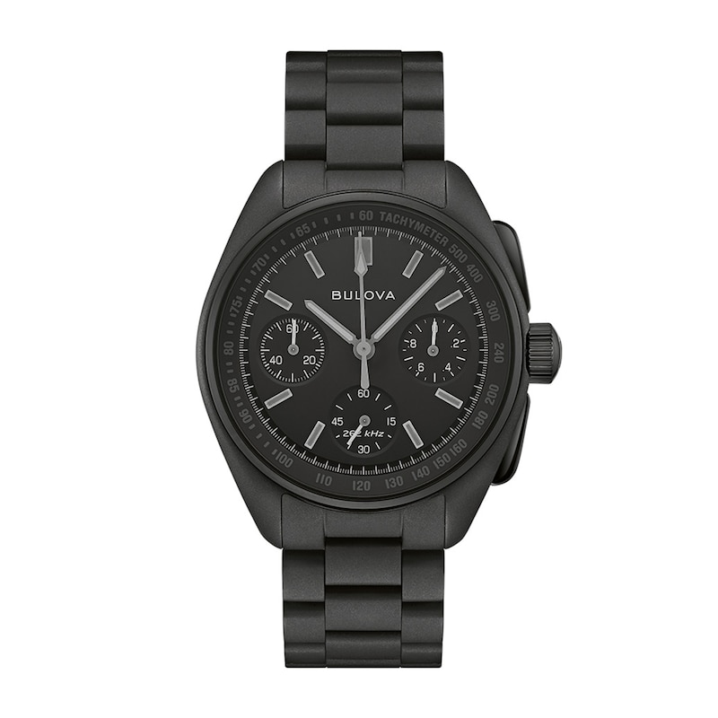 Men's Bulova Lunar Pilot Black Hole Limited Edition HPQ Black IP Stainless Steel Watch with Black Dial (98A335)