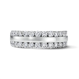 1.00 CT. T.W. Lab-Grown Diamond Two-Row Ring in 10K White Gold (F/VS2)