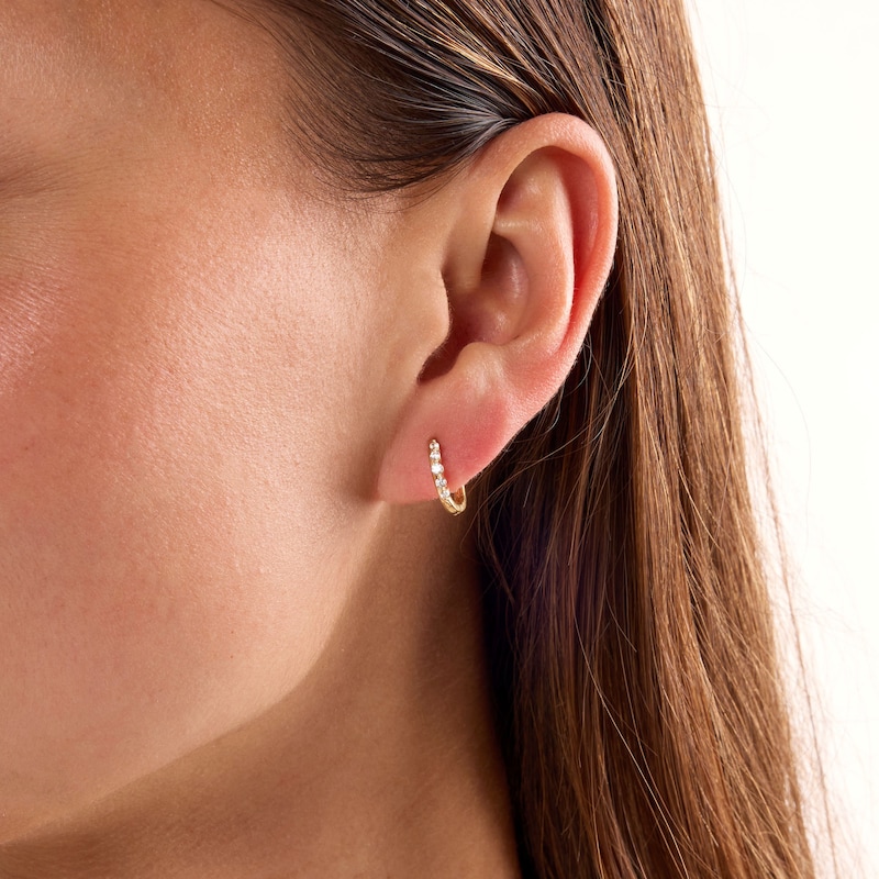 0.15 CT. T.W. Lab-Grown Diamond Hoop Earrings in Sterling Silver with 14K Yellow Gold Plate (F/SI2)