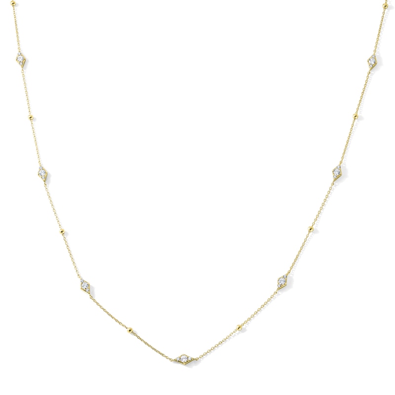 0.50 CT. T.W. Lab-Grown Diamond Station Necklace in Sterling Silver with 14K Yellow Gold Plate (F/SI2) - 18"