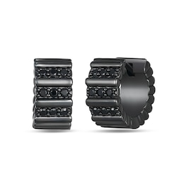 0.25 CT. T.W. Black Diamond Huggie Hoop Earrings in Gunmetal-Plated Sterling Silver