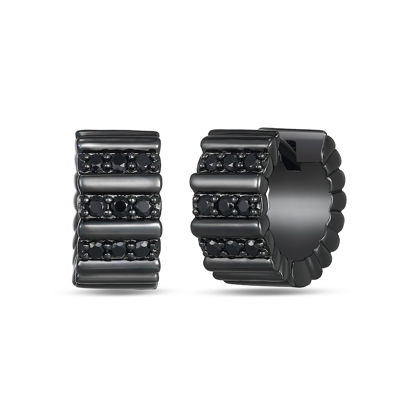 0.25 CT. T.W. Black Diamond Huggie Hoop Earrings in Gunmetal-Plated Sterling Silver