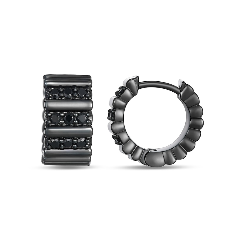 0.25 CT. T.W. Black Diamond Huggie Hoop Earrings in Gunmetal-Plated Sterling Silver