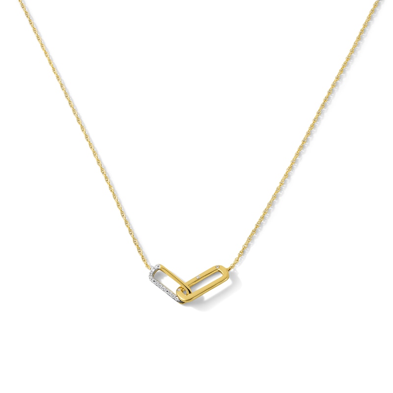0.05 CT. T.W. Lab-Grown Diamond Paper Clip Link Necklace in Sterling Silver with 14K Gold Plate (F/SI2) - 18"