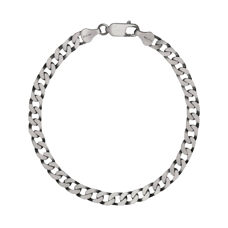 5.4mm Curb Chain Necklace and Bracelet Set in Oxidized Sterling Silver