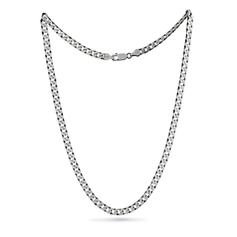 5.4mm Curb Chain Necklace and Bracelet Set in Oxidized Sterling Silver