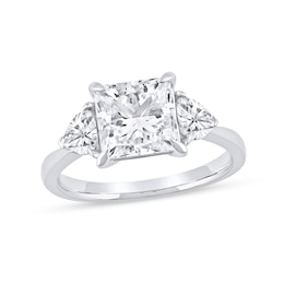 3.50 CT. T.W. Certified Princess and Trillion-Cut Lab-Grown Diamond Engagement Ring in 14K White Gold (F/VS2)