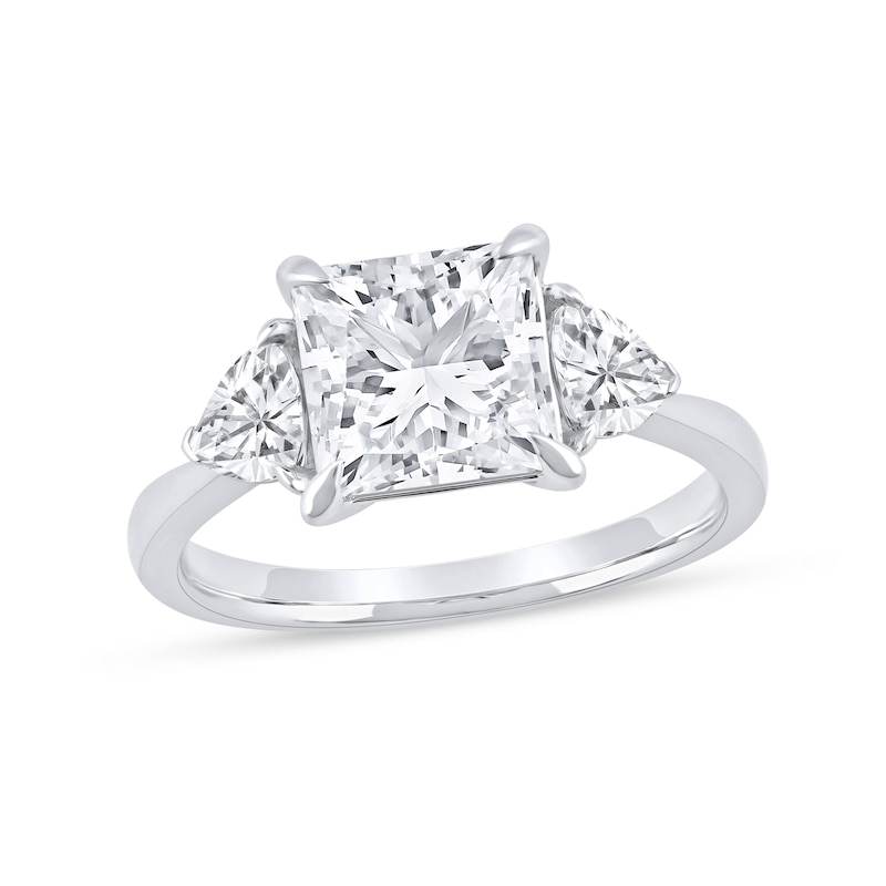 3.50 CT. T.W. Certified Princess and Trillion-Cut Lab-Grown Diamond Engagement Ring 14K White Gold (F/VS2)