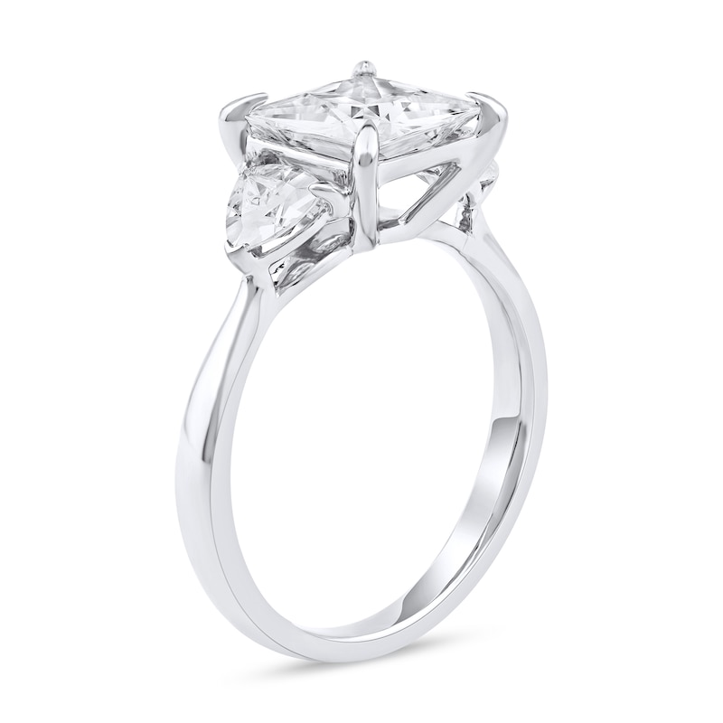 3.50 CT. T.W. Certified Princess and Trillion-Cut Lab-Grown Diamond Engagement Ring 14K White Gold (F/VS2)