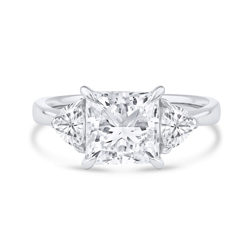 3.50 CT. T.W. Certified Princess and Trillion-Cut Lab-Grown Diamond Engagement Ring 14K White Gold (F/VS2)