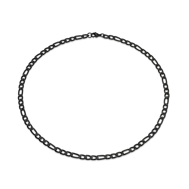 5.8mm Figaro Chain Necklace and Bracelet Set in Black Ion-Plated Stainless Steel