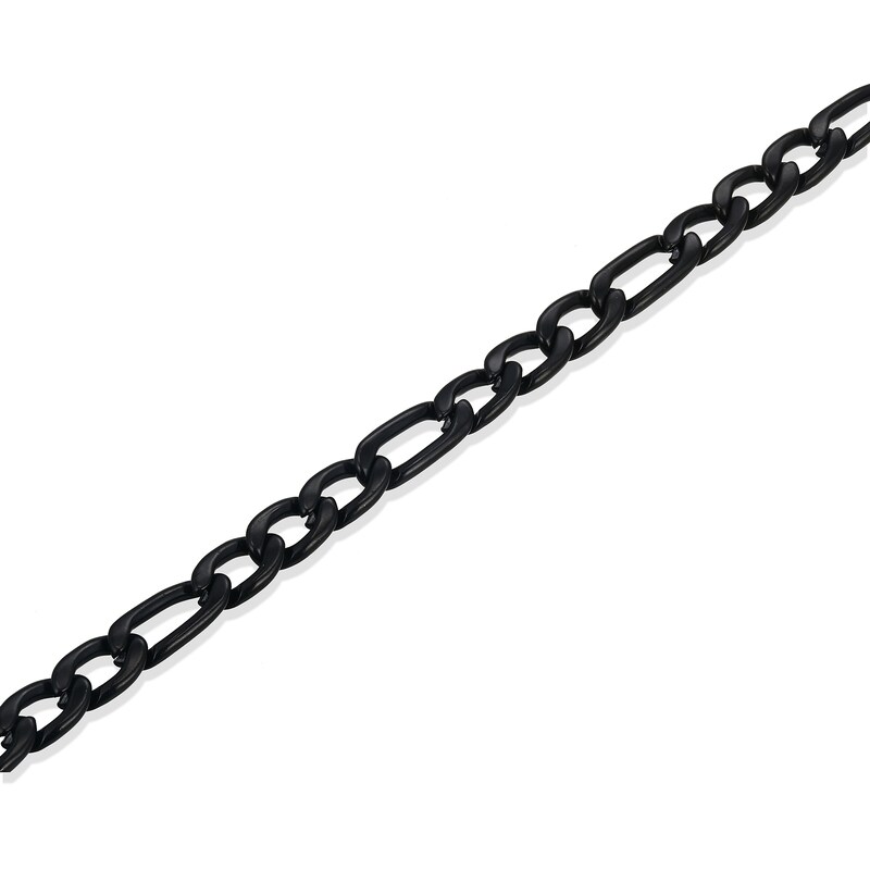 5.8mm Figaro Chain Necklace and Bracelet Set in Black Ion-Plated Stainless Steel
