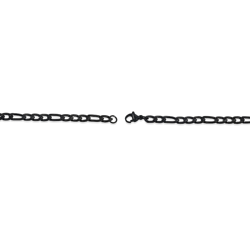 5.8mm Figaro Chain Necklace and Bracelet Set in Black Ion-Plated Stainless Steel