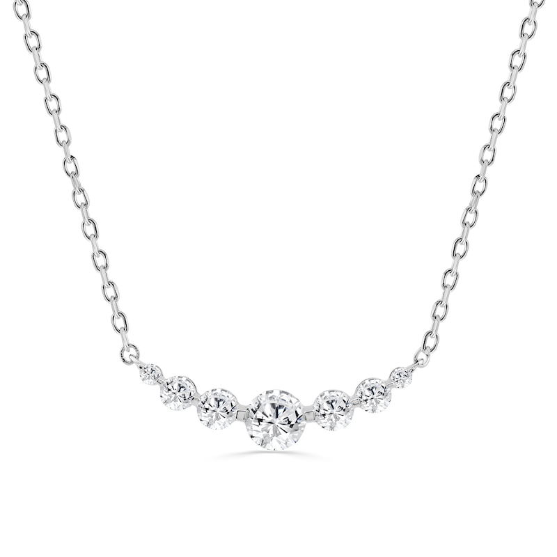 1.00 CT. T.W. Lab-Grown Diamond Graduated Journey Necklace in Sterling Silver (F/SI2) - 18"