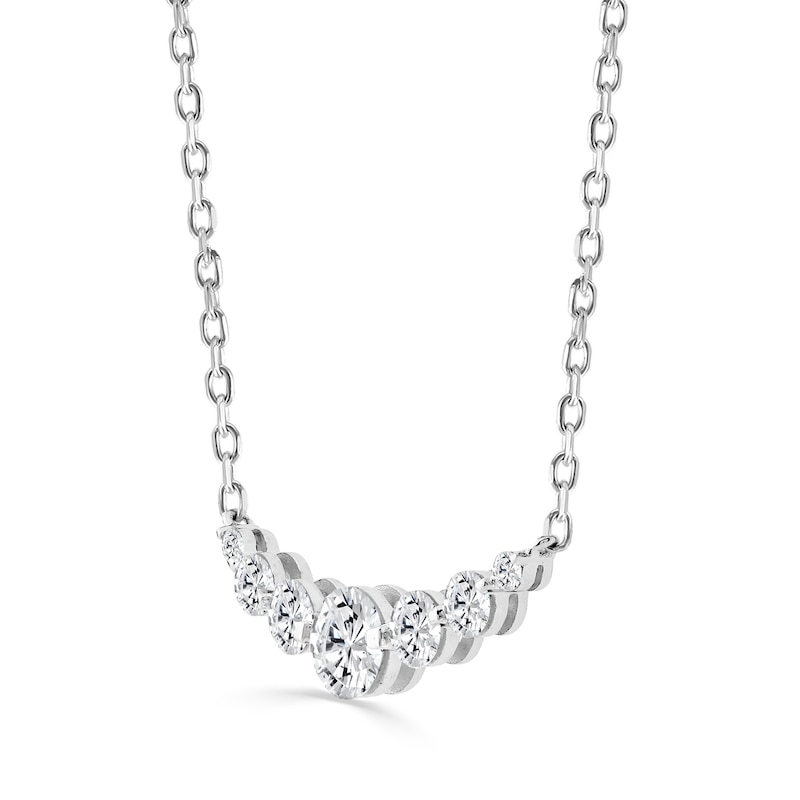1.00 CT. T.W. Lab-Grown Diamond Graduated Journey Necklace in Sterling Silver (F/SI2) - 18"