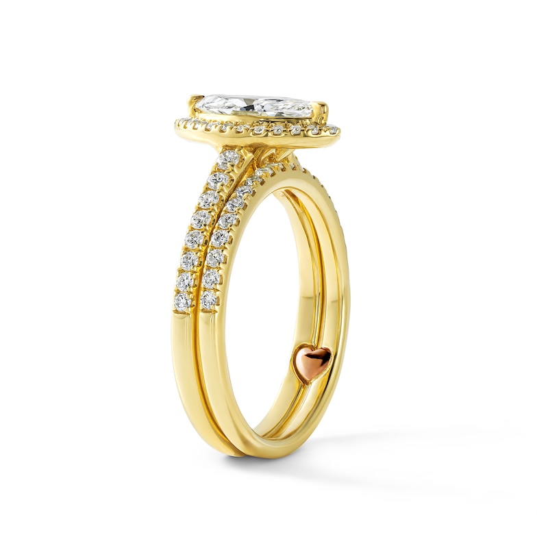 1.30 CT. T.W. Certified Marquise-Cut Lab-Grown Diamond Frame Bridal Set 14K Gold (F/VS2)