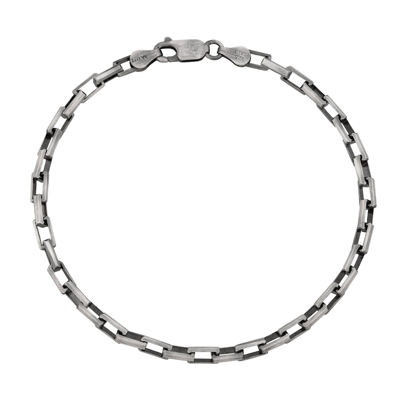 3.5mm Box Chain Bracelet in Oxidized Stainless Steel - 8.25"