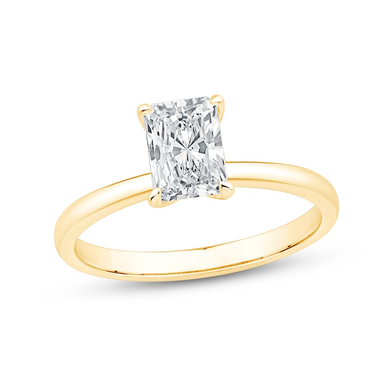 1.06 CT. T.W. Radiant-Cut Certified Center Diamond Solitaire Engagement Ring 18K Gold (F/SI2)