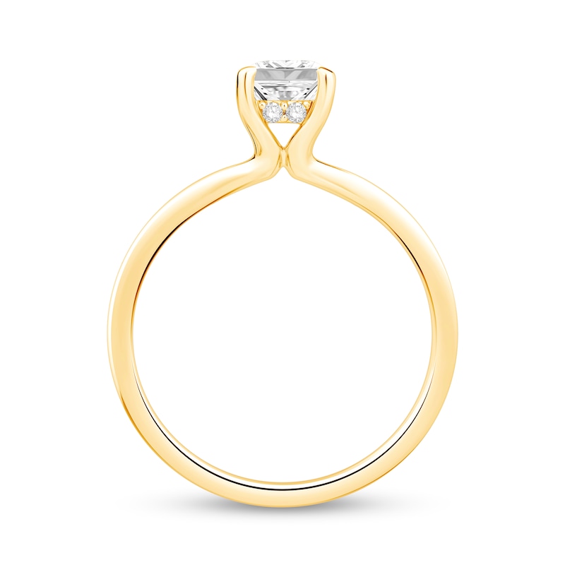 1.06 CT. T.W. Radiant-Cut Certified Center Diamond Solitaire Engagement Ring 18K Gold (F/SI2)