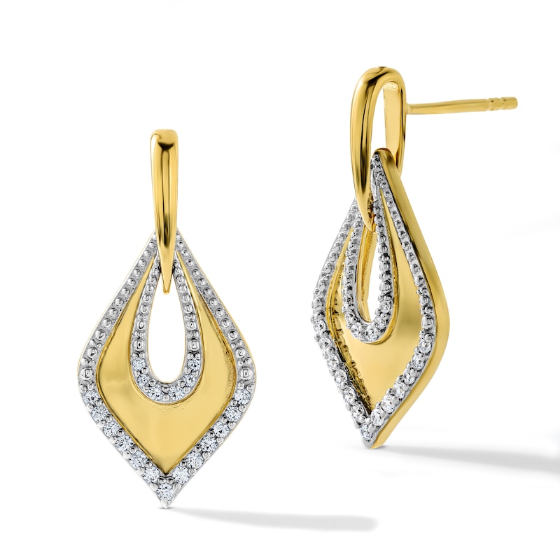 0.23 CT. T.W. Lab-Grown Diamond Teardrop Earrings in Sterling Silver with 14K Yellow Gold Plate (F/SI2)