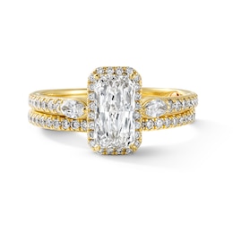 1.30 CT. T.W. Certified Radiant-Cut Lab-Grown Diamond Frame Bridal Set in 14K Gold (F/VS2)