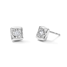 0.10 CT. T.W. Lab-Grown Diamond Solitaire Square Stud Earrings in Sterling Silver (F/SI2)