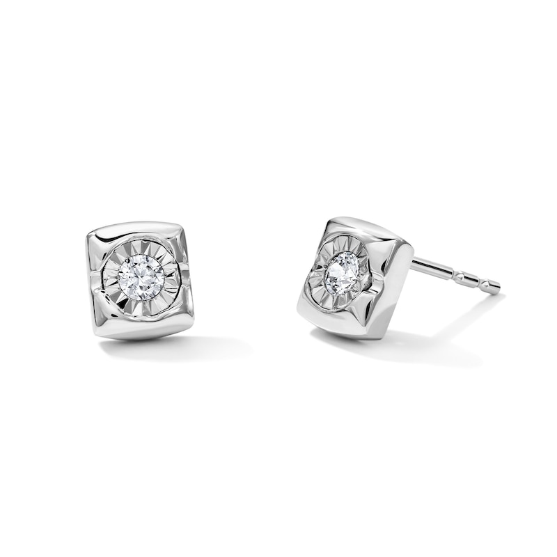 0.10 CT. T.W. Lab-Grown Diamond Solitaire Square Stud Earrings in Sterling Silver (F/SI2)