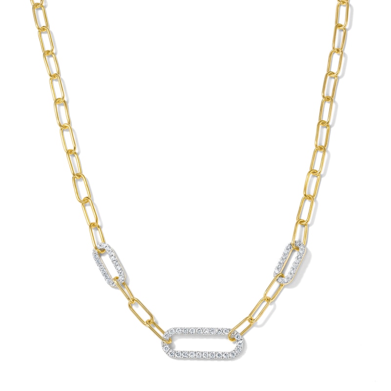 0.50 CT. T.W. Lab-Grown Diamond Paperclip Chain Necklace in 10K Gold (F/SI2) - 16.75"