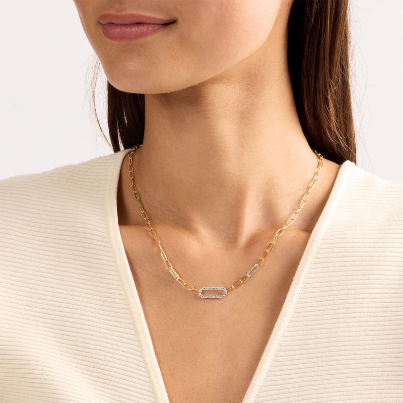 0.50 CT. T.W. Lab-Grown Diamond Paperclip Chain Necklace in 10K Gold (F/SI2) - 16.75"