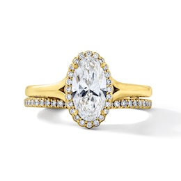1.20 CT. T.W. Certified Oval Lab-Grown Diamond Frame Bridal Set in 14K Gold (F/VS2)