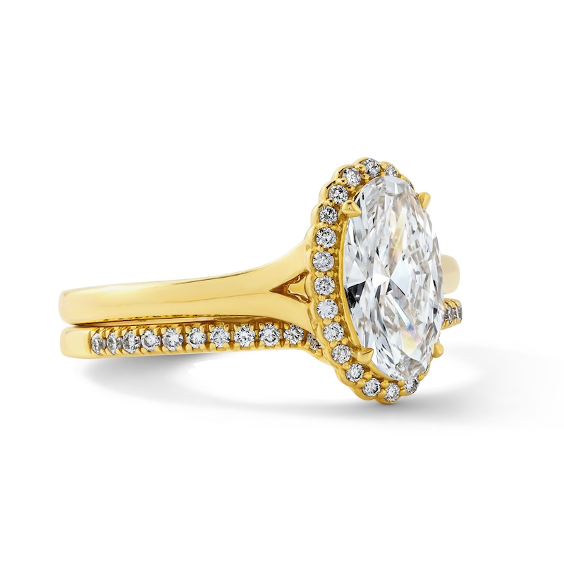 1.20 CT. T.W. Certified Oval Lab-Grown Diamond Frame Bridal Set 14K Gold (F/VS2)