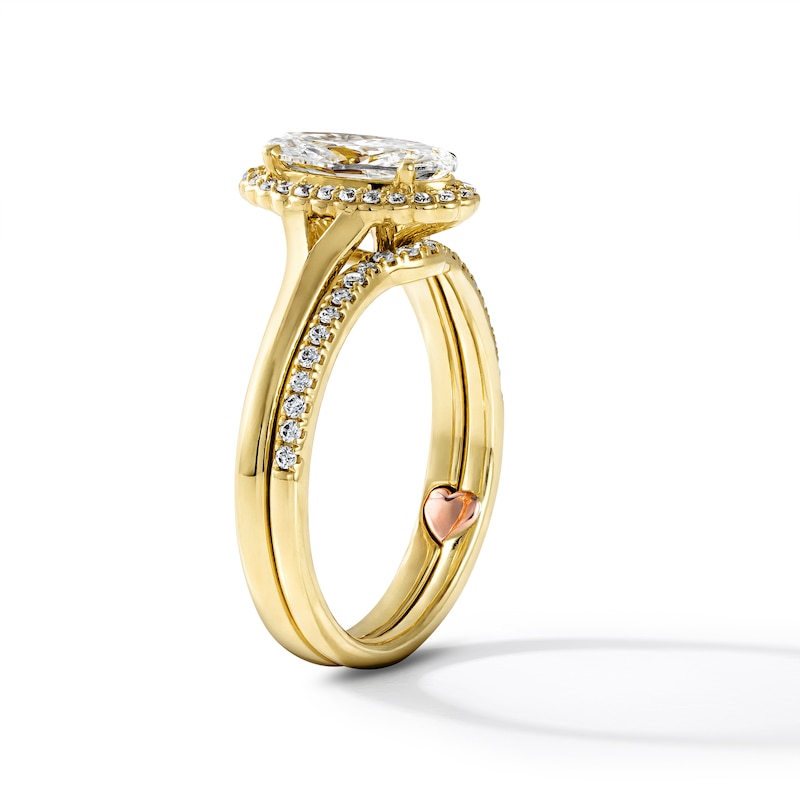 1.20 CT. T.W. Certified Oval Lab-Grown Diamond Frame Bridal Set 14K Gold (F/VS2)