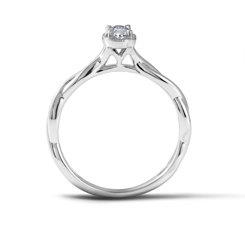 0.20 CT. T.W. Oval Lab-Grown Diamond Milgrain Frame Promise Ring in 10K White Gold (F/VS2)