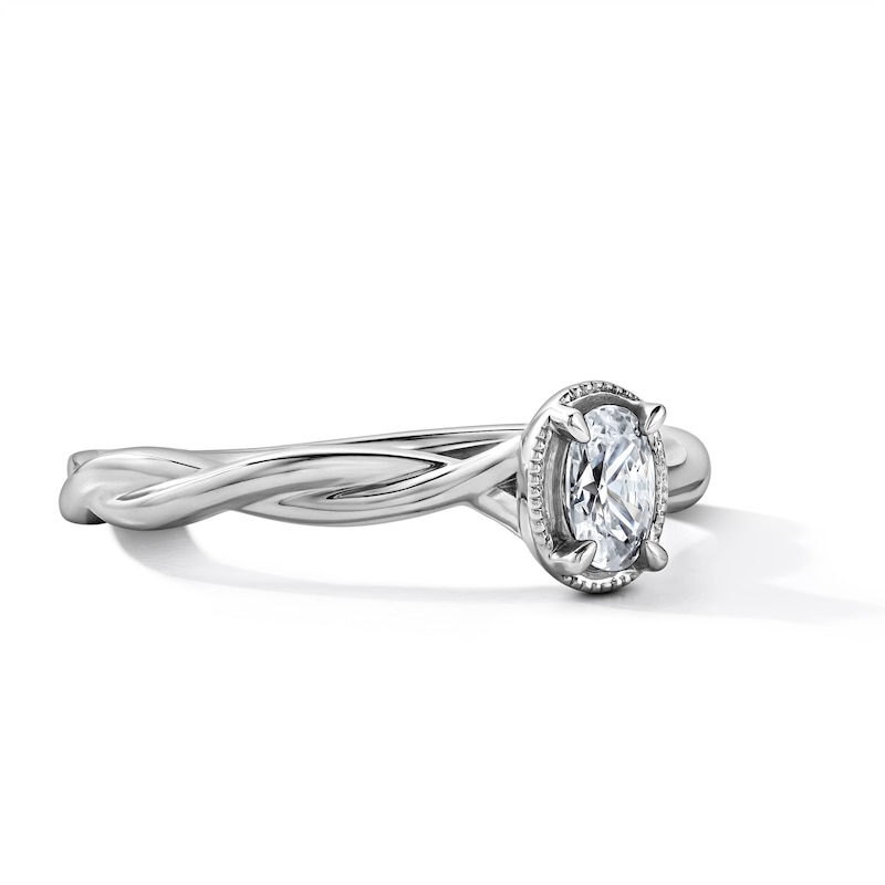0.20 CT. T.W. Oval Lab-Grown Diamond Milgrain Frame Promise Ring in 10K White Gold (F/VS2)