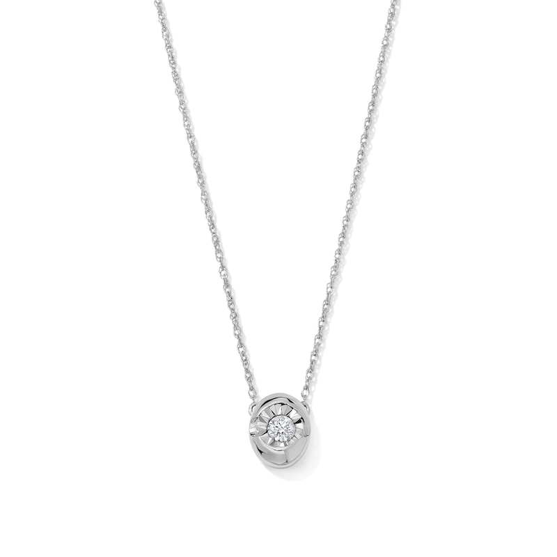 0.10 CT. T.W. Lab-Grown Diamond Solitaire Oval Necklace in Sterling Silver (F/SI2) - 17.75"