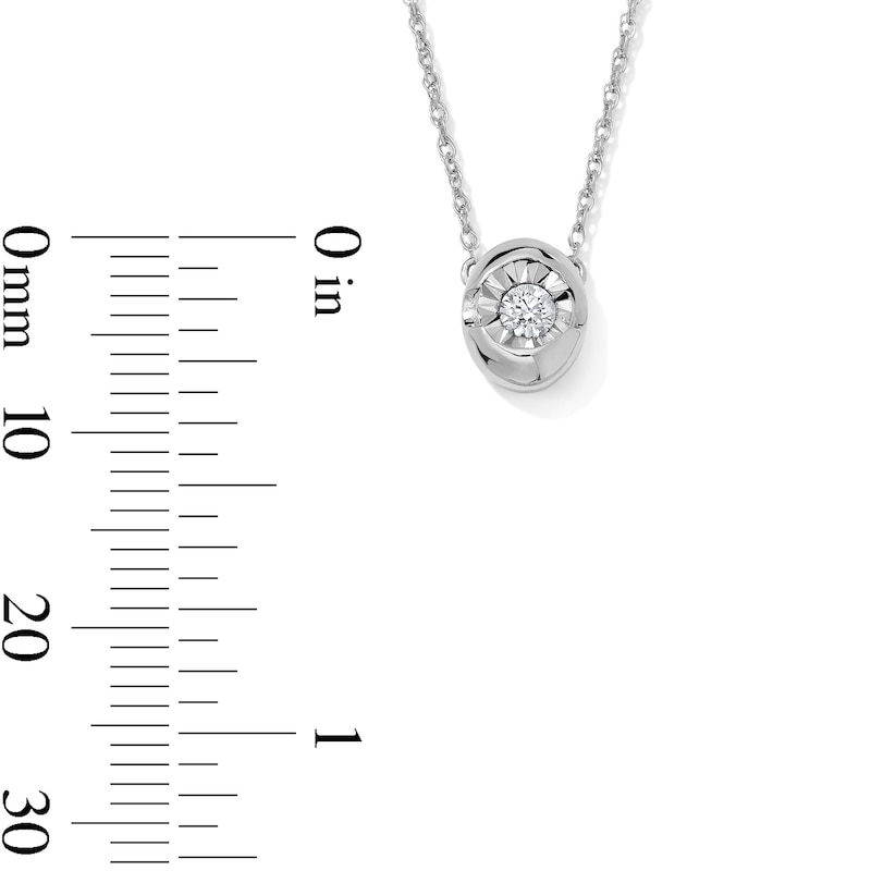 0.10 CT. T.W. Lab-Grown Diamond Solitaire Oval Necklace in Sterling Silver (F/SI2) - 17.75"