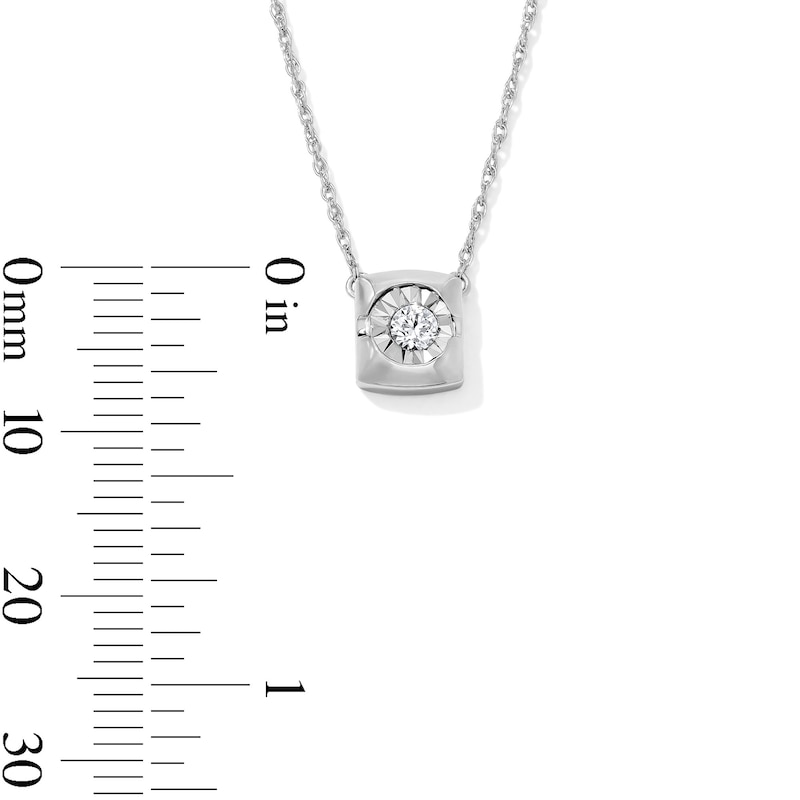 0.10 CT. T.W. Lab-Grown Diamond Solitaire Square Necklace in Sterling Silver (F/SI2) - 17.75"