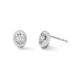 0.10 CT. T.W. Lab-Grown Diamond Solitaire Oval Stud Earrings in Sterling Silver (F/SI2)