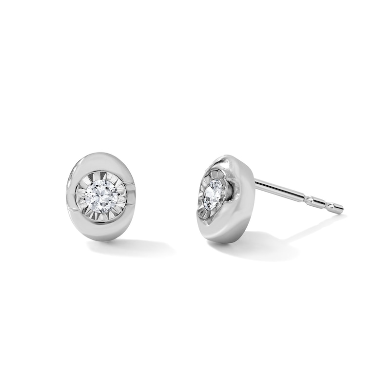 0.10 CT. T.W. Lab-Grown Diamond Solitaire Oval Stud Earrings in Sterling Silver (F/SI2)