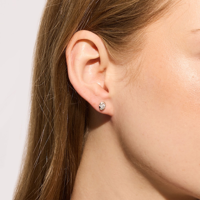 0.10 CT. T.W. Lab-Grown Diamond Solitaire Oval Stud Earrings in Sterling Silver (F/SI2)